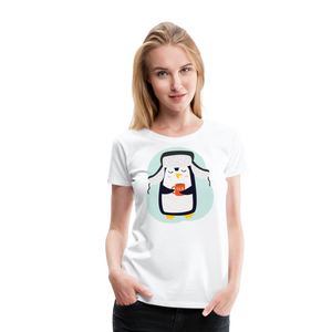 Penguin Drinking Tea | Women’s Premium T-Shirt - white