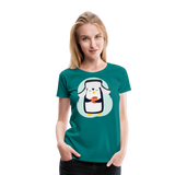 Penguin Drinking Tea | Women’s Premium T-Shirt - teal